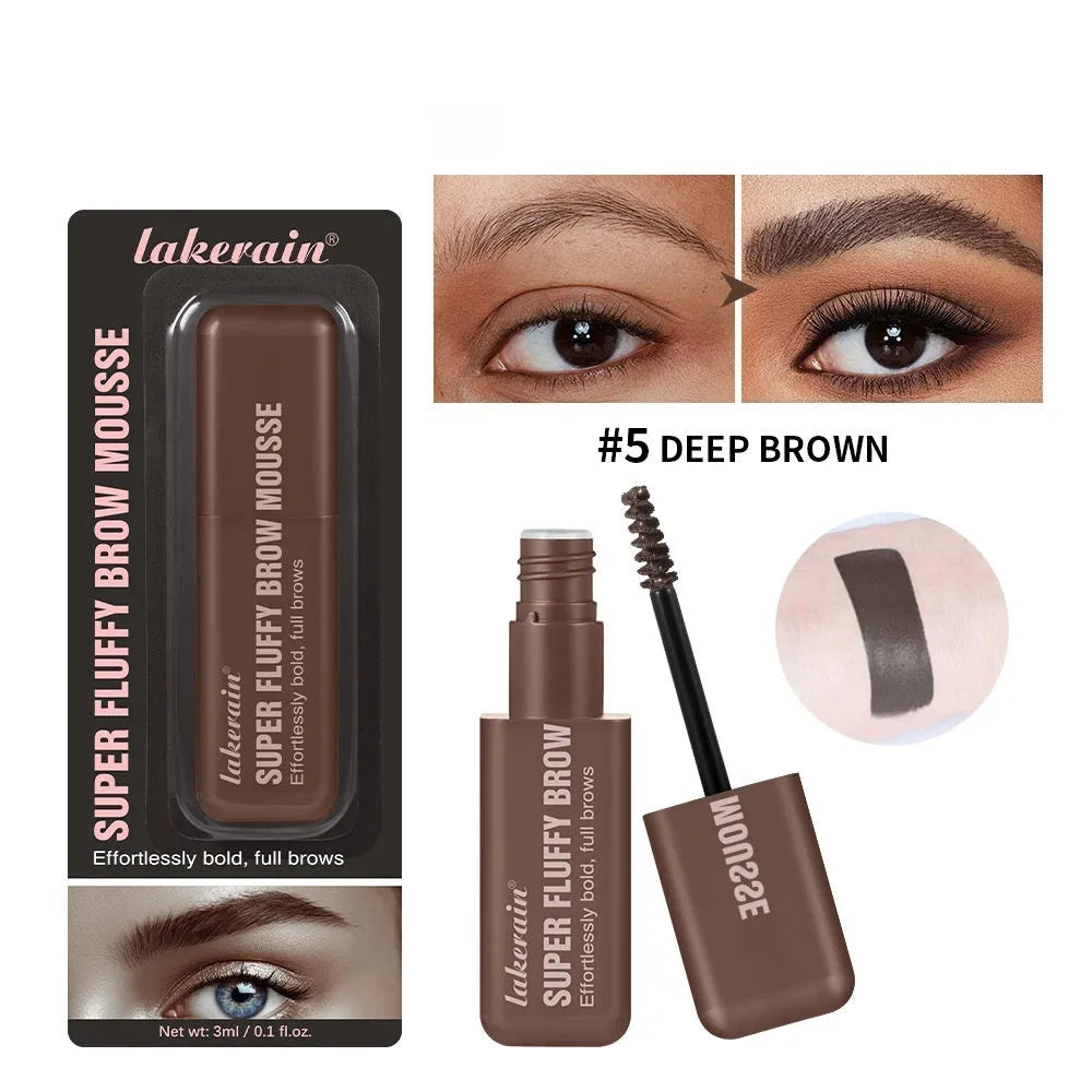 Eyebrow mousse cream in six colour shades including brown and black options