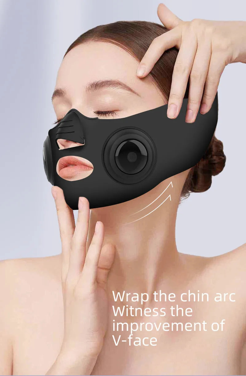 Black photon rejuvenation facial mask device with USB connection for home skincare