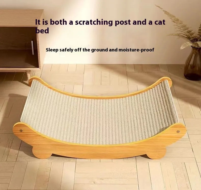 Sisal cat scratch board with wear-resistant blanket material in pastoral design