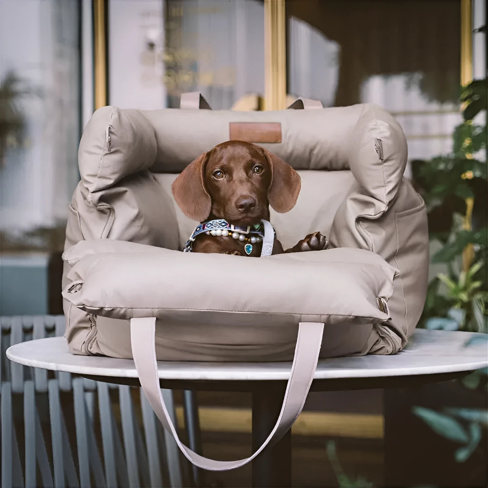 Waterproof PU leather dog car nest with removable cover in vehicle boot