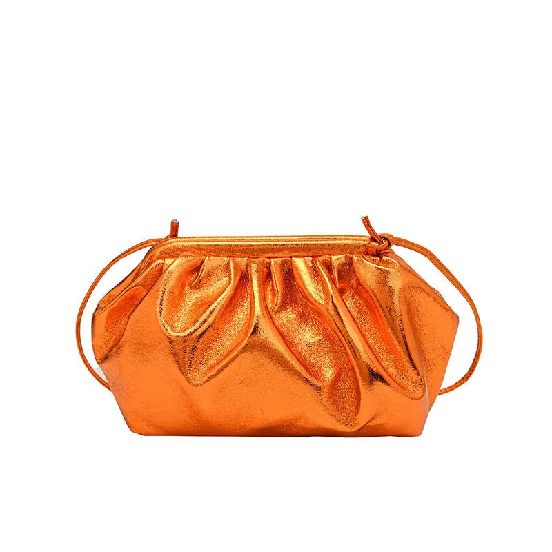 Shell-shaped PU leather hair clip crossbody bag with internal phone and document pockets