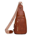 Women's soft PU leather crossbody bag in street trend style with open pocket and internal compartments