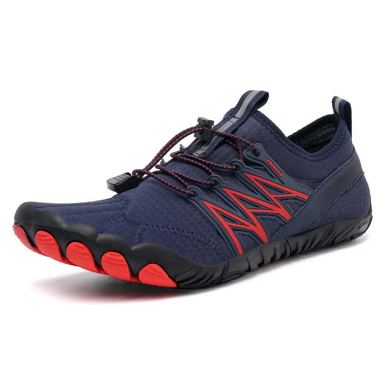 Lightweight striped training sneakers with a mesh upper and non-slip rubber sole in multiple colour options.