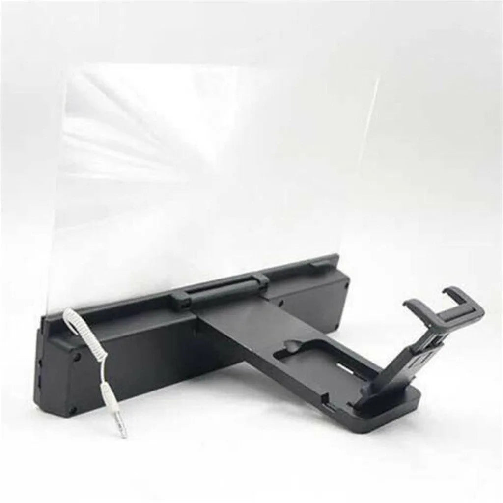 12-inch mobile phone screen amplifier with built-in speakers and adjustable gooseneck stand folded for storage