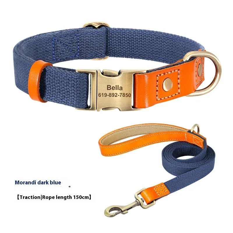 Small dog mohair collar and lead set in green with lettering, shown with sizes XS, S, M.