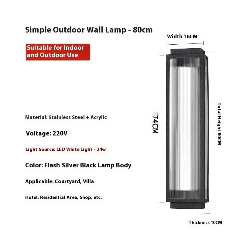 Stainless steel outdoor wall lamp with waterproof rating for garden installation