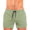Men's mesh lining sports shorts in Army Green, quick-dry polyester for swimming and fitness