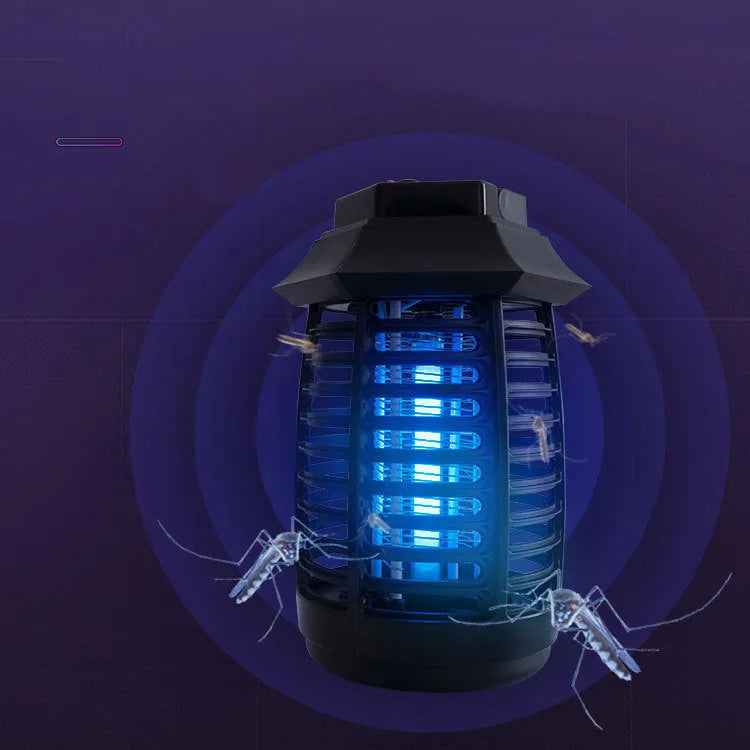 Black aromatherapy mosquito killer lamp with metal grid, for UV or LED tube options.