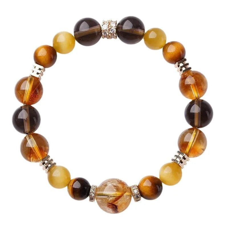 Lucky Jinba crystal tiger-eye geometric bracelet in yellow with 10mm and 12mm size options