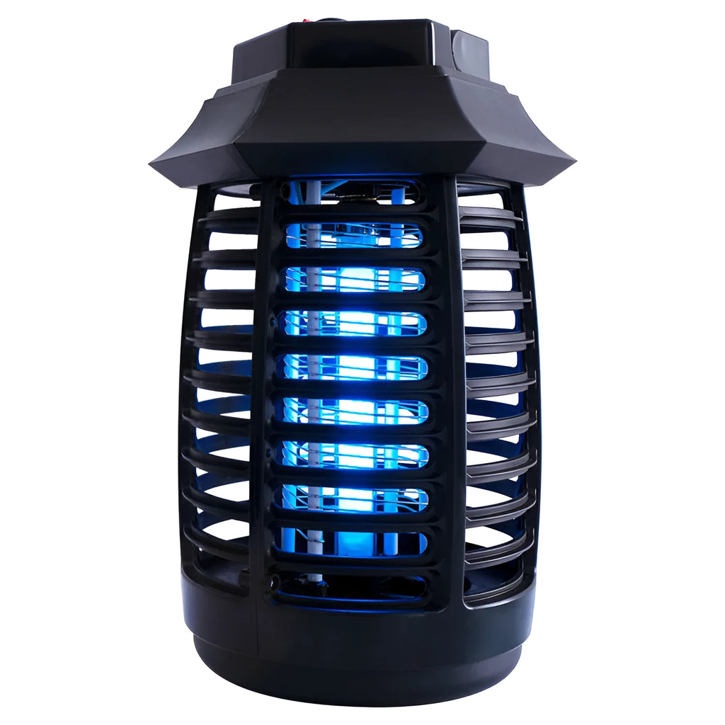 Black aromatherapy mosquito killer lamp with metal grid, for UV or LED tube options.