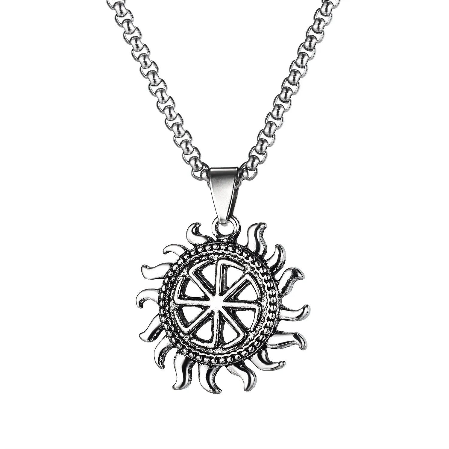 Men's silver skull necklace with alloy pendant and stainless steel chain in sports style