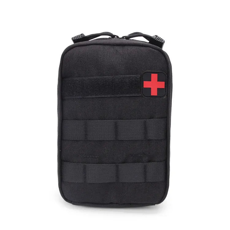 Tactical medical bag accessory pouch with hook-and-loop closure in wear-resistant nylon fabric