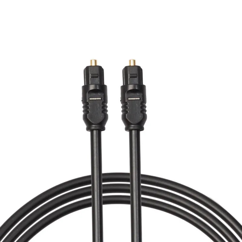Black 2 metre Toslink optical audio cable with 4mm square connectors