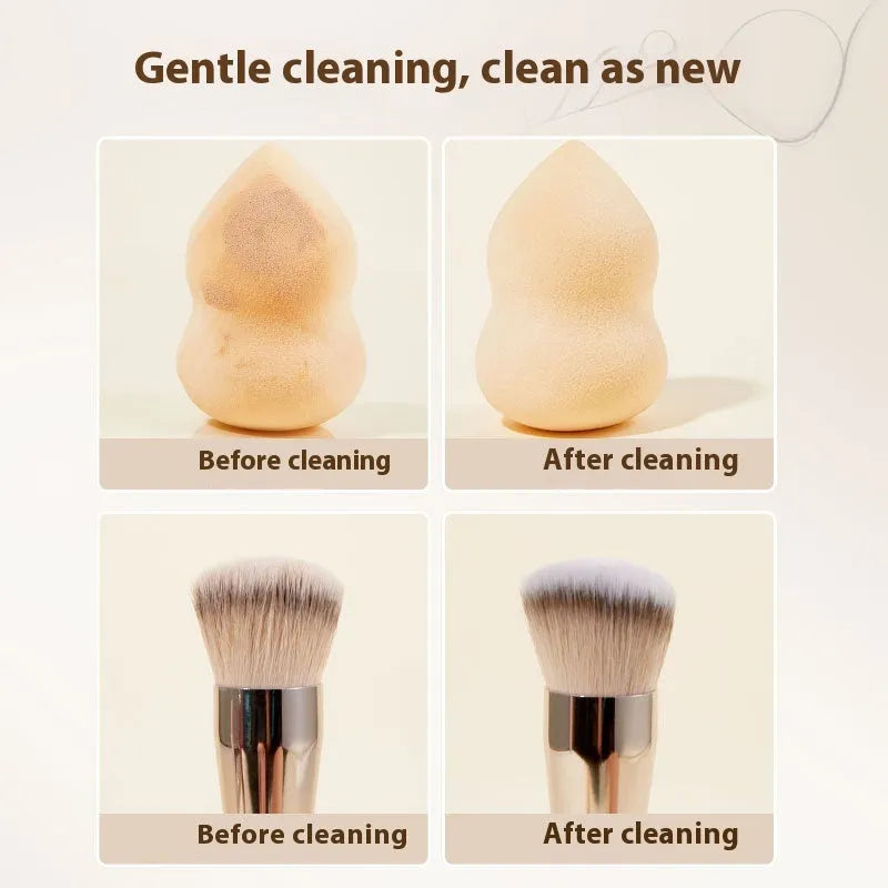 Beauty blender cleaner kit with air cushion tool, 80ml detergent, and 75ml wash-free spray