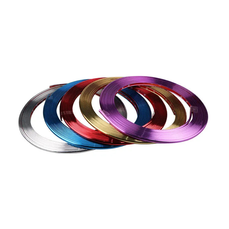 Electroplated purple PVC wheel hub trim on 8 metre roll for car decoration
