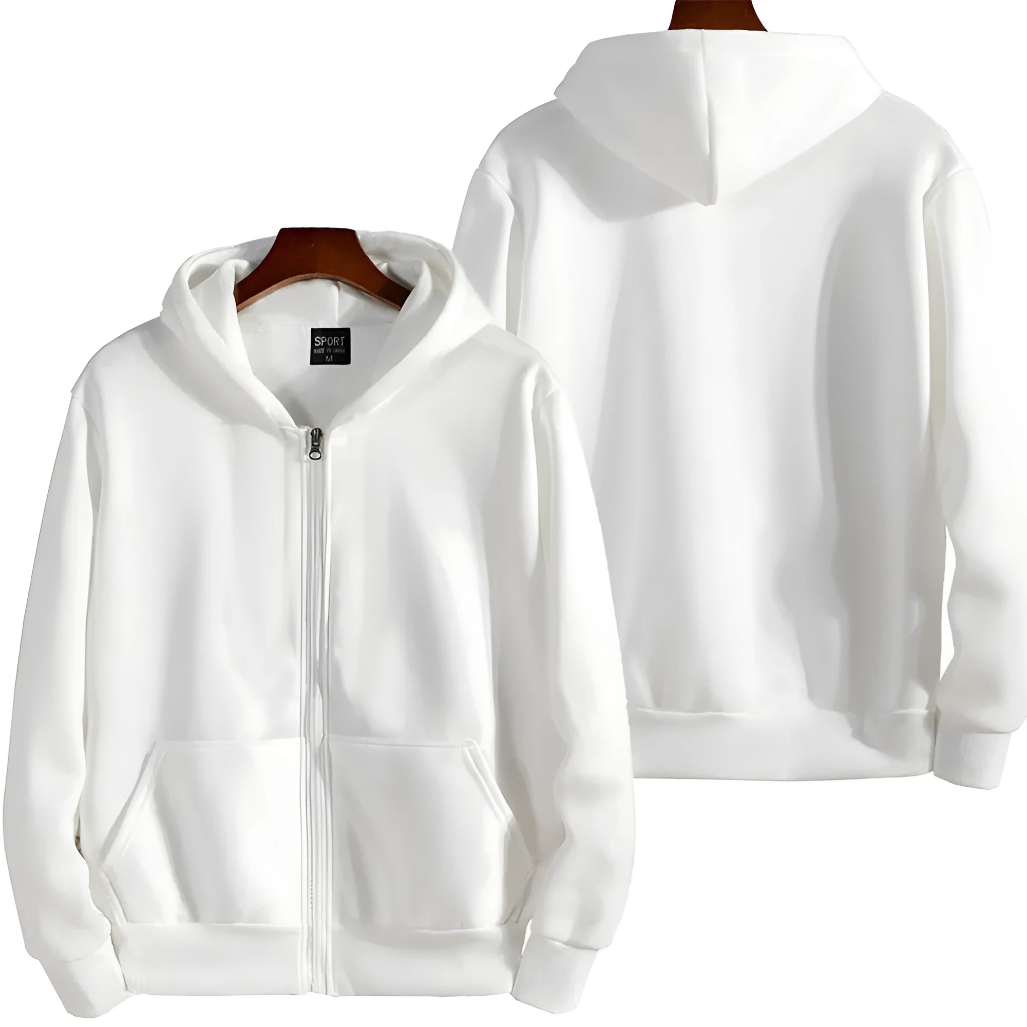 Men's loose fit solid colour sports zipper jacket in polyester spandex fabric