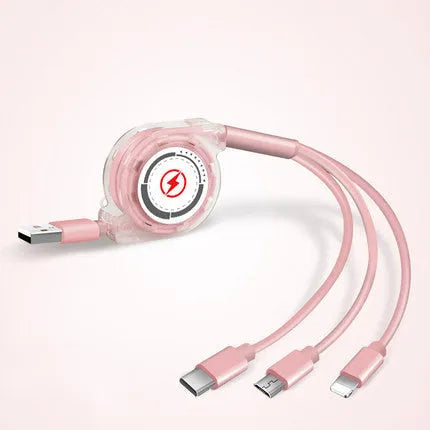 Telescopic charging cable extended to 120 cm length with titanium alloy connector