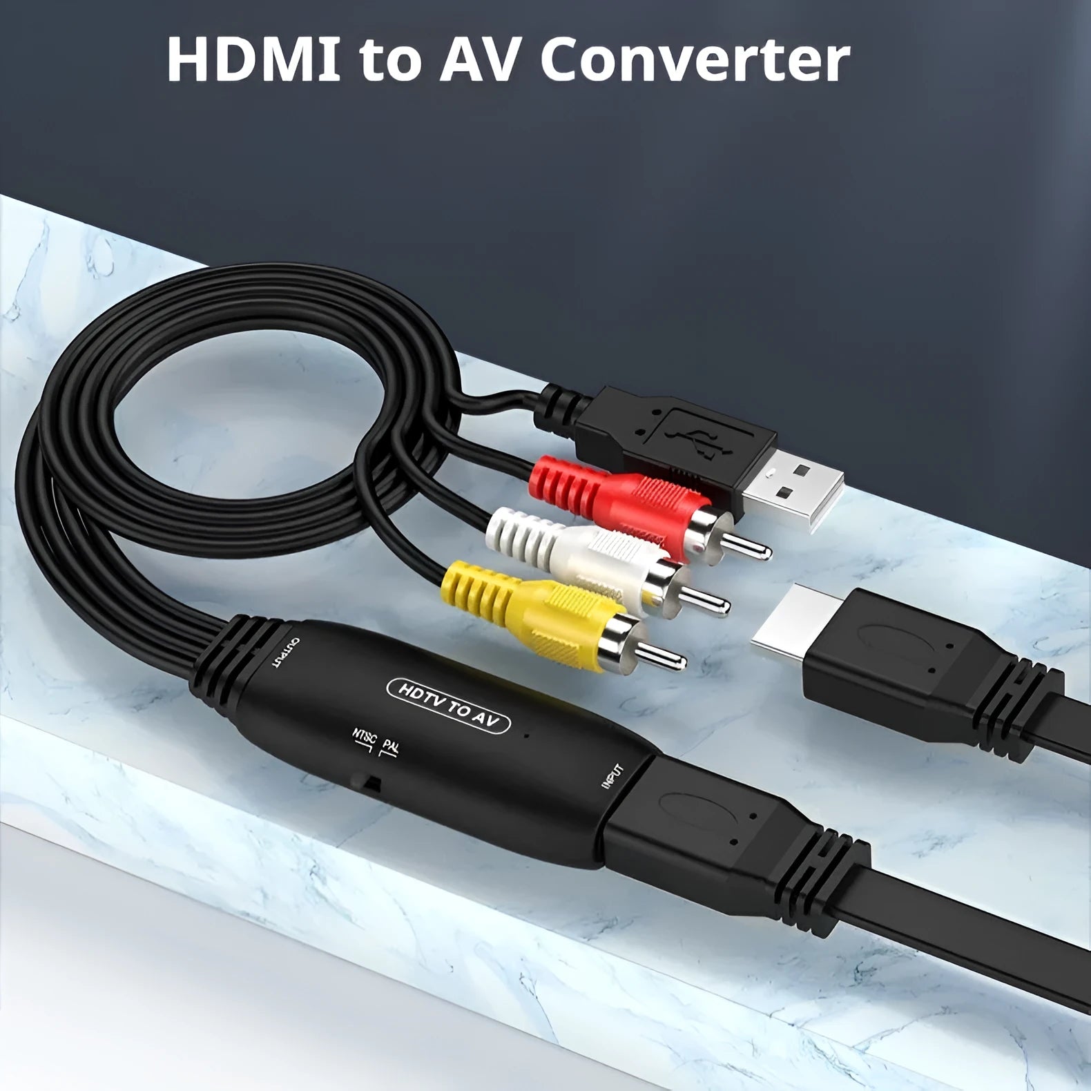 HDMI to AV converter adapter cable for 1080p video transfer to monitors and projectors