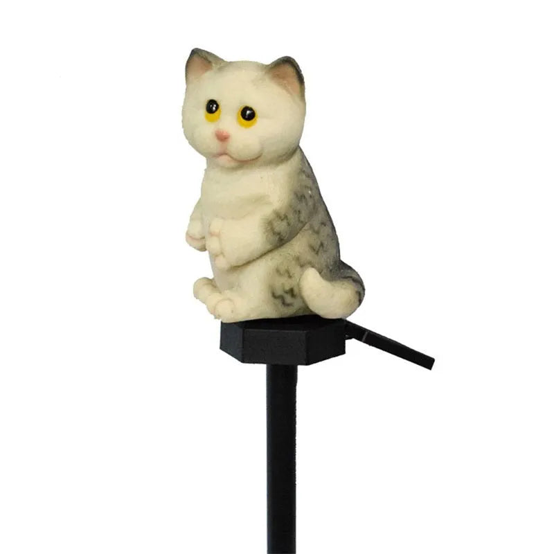 Brown resin cat-shaped solar light for garden pathways