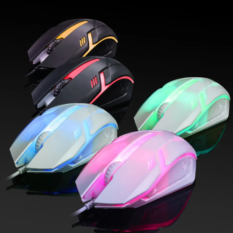Wired USB mouse with colourful glow effects, 1600 DPI sensor, and 120mm size