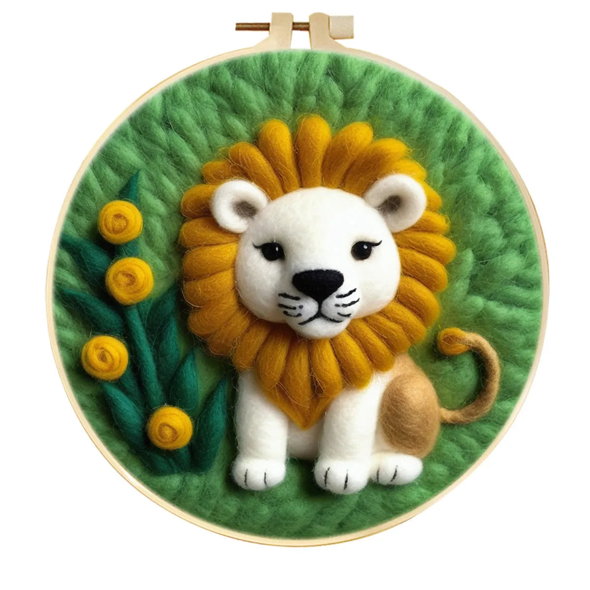 Round linen fabric embroidery kit with free hoop for making a 20x20 cm three-dimensional floral blanket painting.