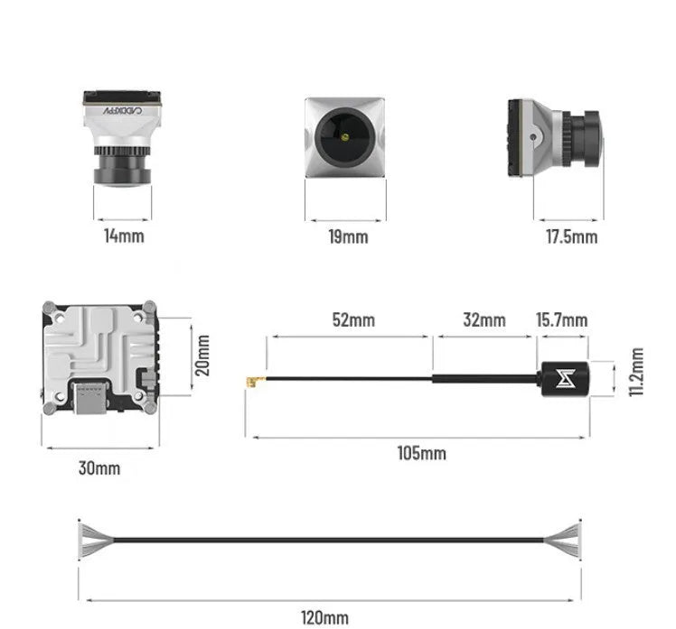 Caddx ADAPTS DJI FPV digital video transmission machine kit in silver with screws and cables