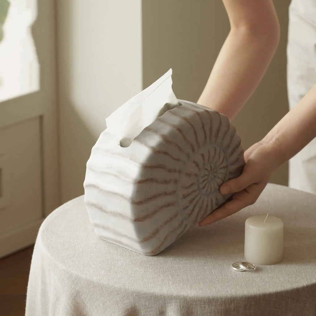 Conch ramble coloured resin decorative tissue box with modern simple design