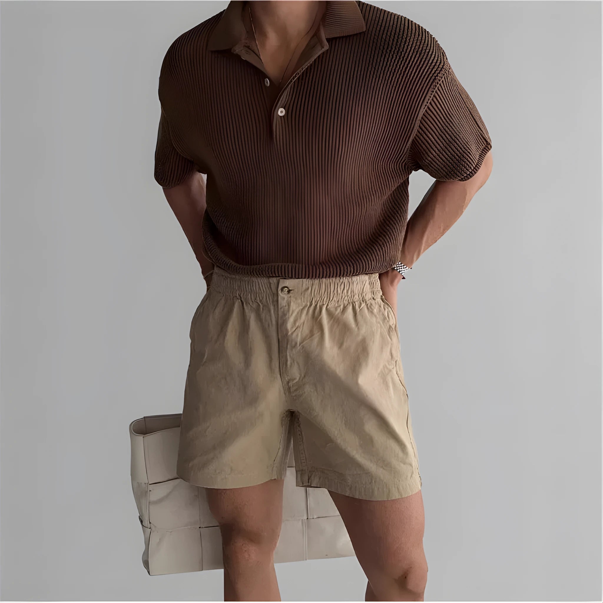 Cotton loose-fit sports shorts in black, white or khaki colour options