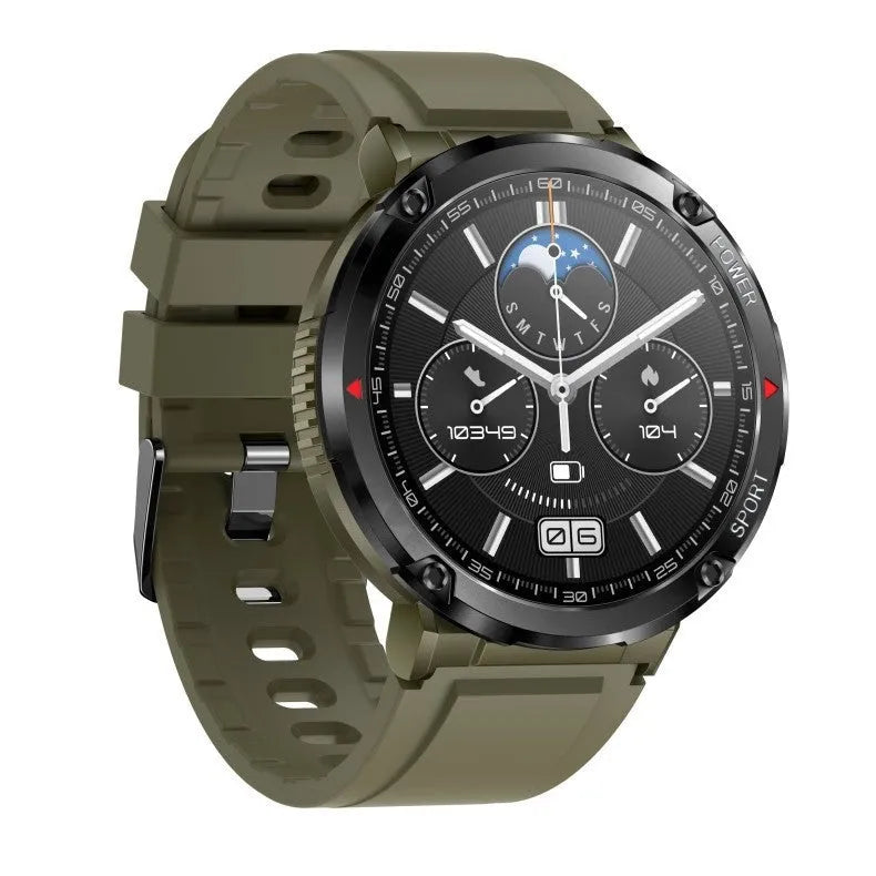 T30 Smart Watch in black on wrist showing display with health stats.