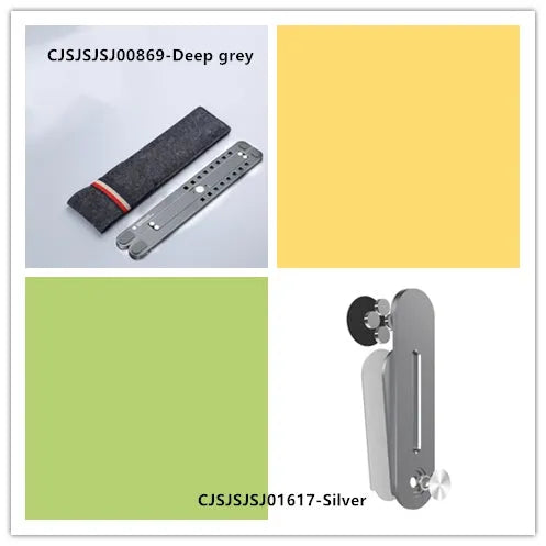 Foldable aluminium laptop stand in silver, shown open in use and closed for storage.