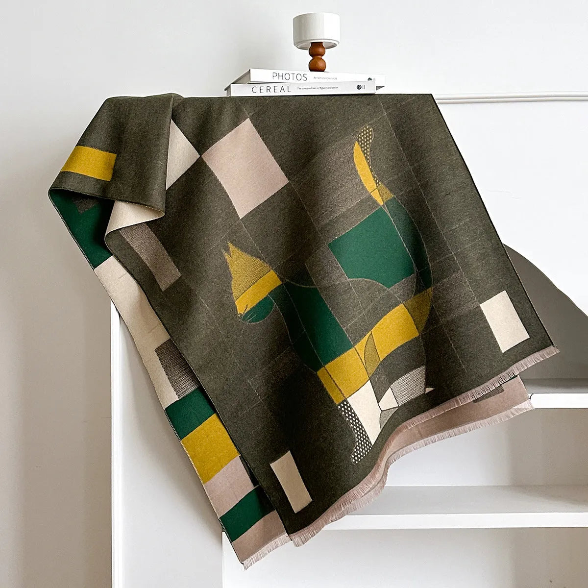 European style imitation cashmere shawl scarf in various colours showing 185x65cm dimensions