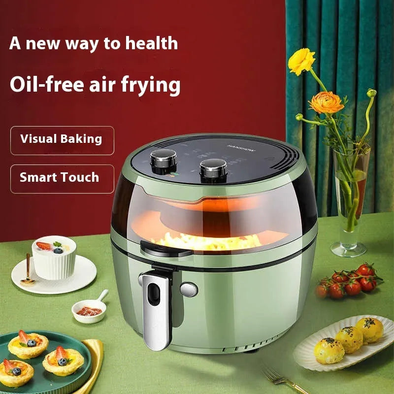 8-litre mechanical button air fryer oven with visible window and nano-ceramic coating