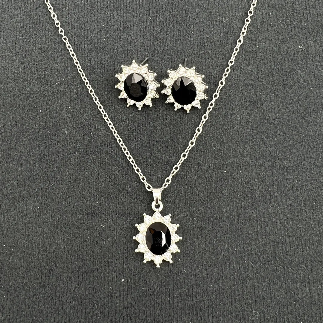 Sunflower zircon necklace and earring set in multiple colour options