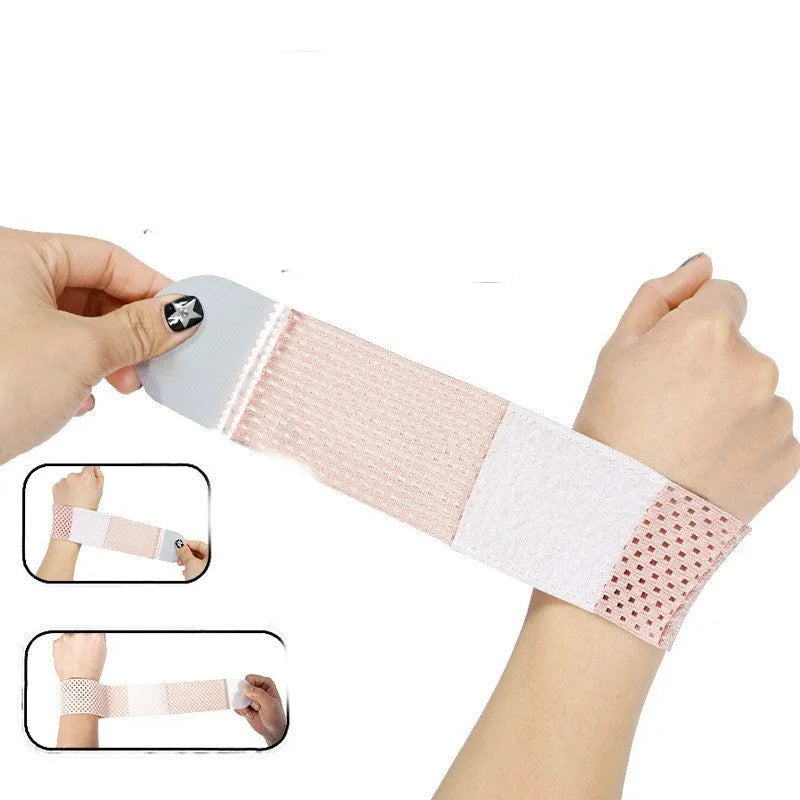 High elastic breathable athletic wristguard for wrist support in pink, black, or grey.