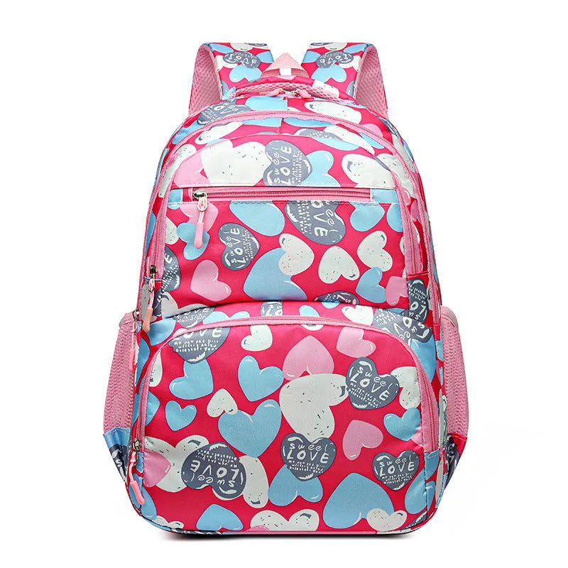 Blue children's school backpack with air pillow shoulder straps and Oxford cloth exterior
