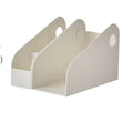 Plastic desktop storage box with 2-layer shelf organisation in milk coffee colour
