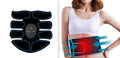 Abdominal muscle stimulation patch with digital display and three-piece design for six-pack massage
