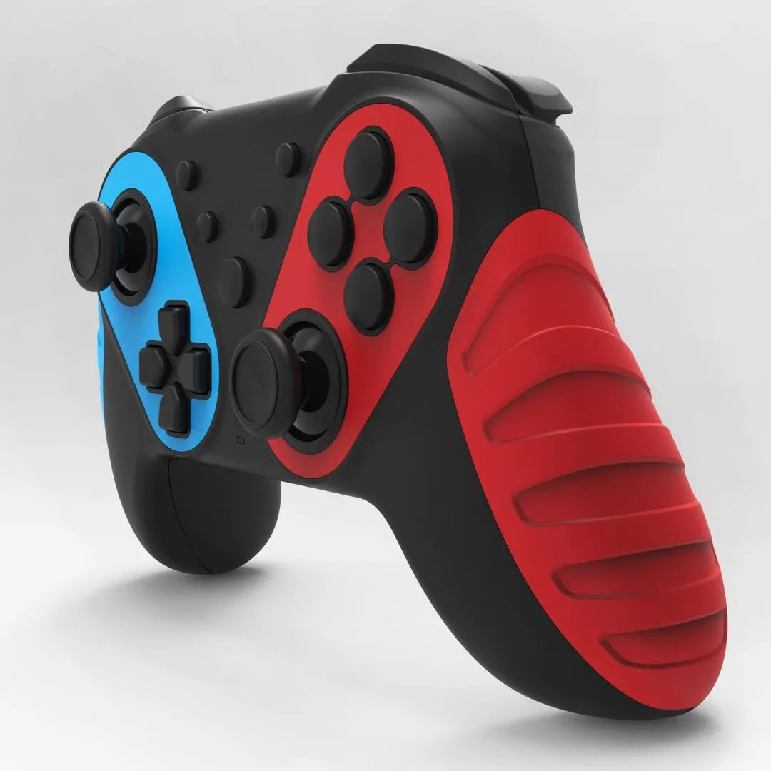 Red and blue wireless Bluetooth gamepad for Nintendo Switch and PC.