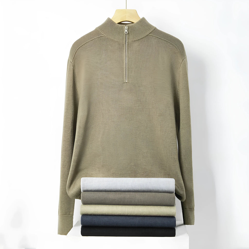 Men's thickened wool casual sweater in slim fit with long sleeves and pullover design