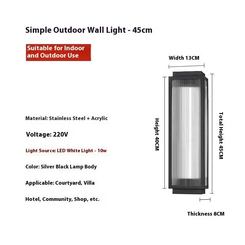 Stainless steel outdoor wall lamp with waterproof rating for garden installation