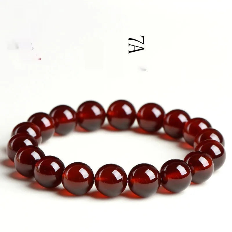 Natural orange red garnet crystal bracelet with Ruyi decorative elements in retro ball design