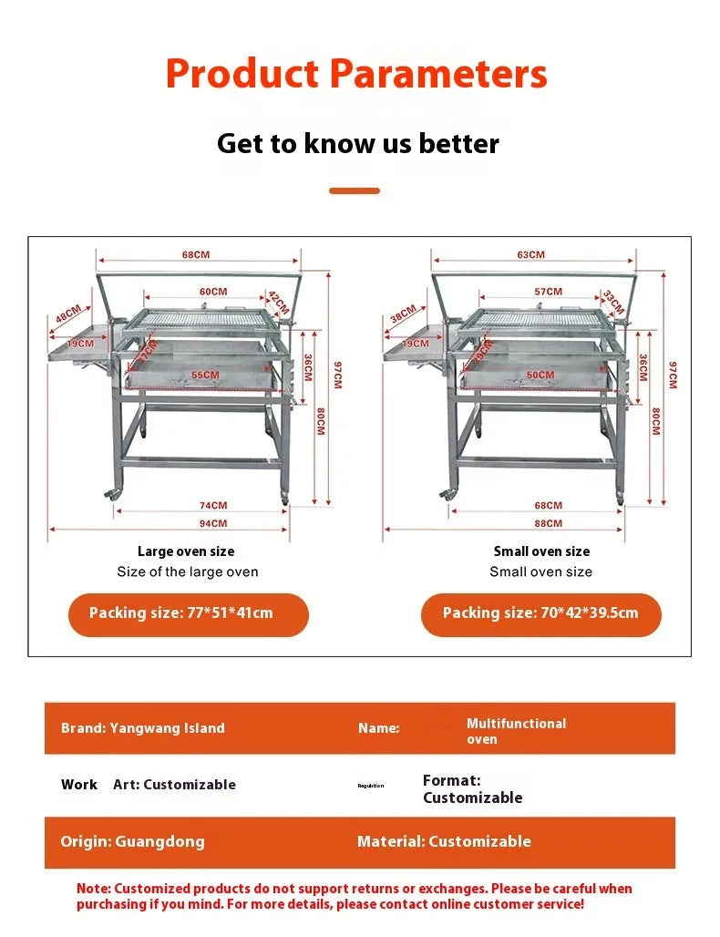Large foldable L-size charcoal BBQ stove with grill, shown in a garden setting.