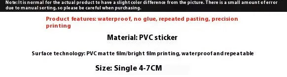 Waterproof decorative stickers with candy design measuring 4-7cm
