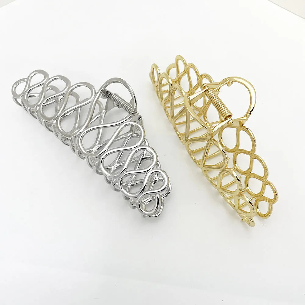 Gold minimalist large hair clip with 4.5 cm tassel decoration for women's updos