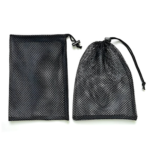 Black mesh drawstring storage bag for children's water ball toys in three available sizes