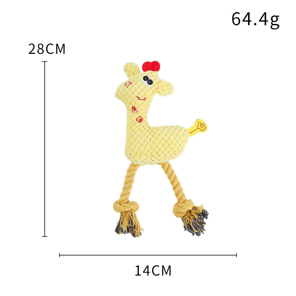 Blue deer shaped plush dog toy with corn grain texture and squeaker inside