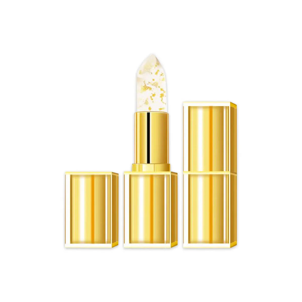 Anti-smudge lipstick with warm colour-changing effect and gilding finish