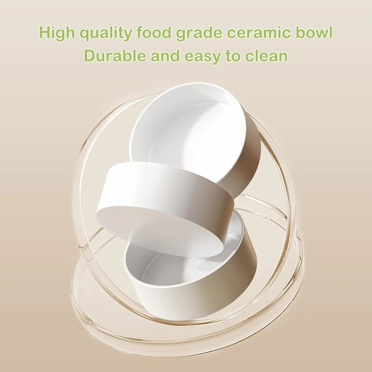 Green ceramic elevated cat bowls with 15-degree tilted stand and non-slip base