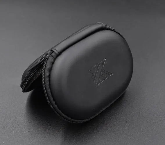 Black oval leather earphone storage bag for Etymotic EDX PRO and compatible models