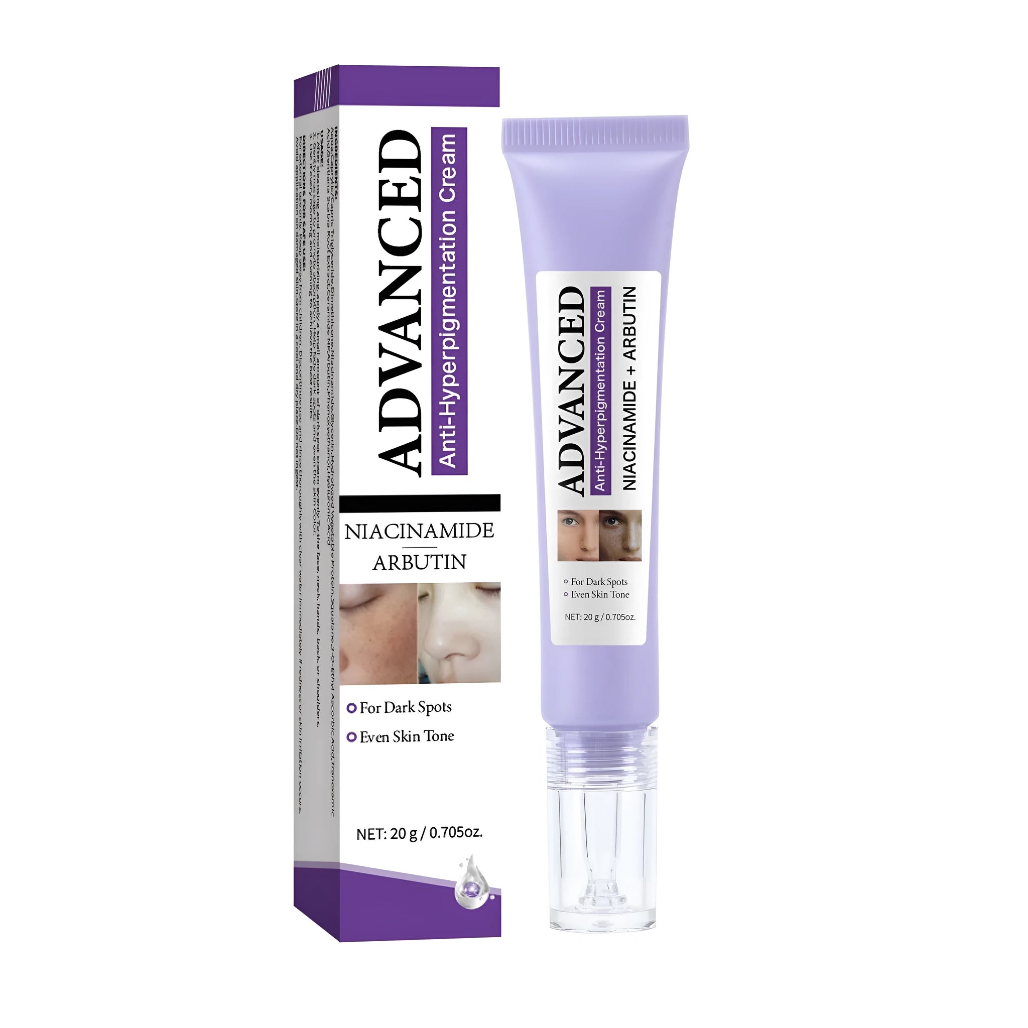 20g white anti-pigmentation cream container for facial dark spot treatment